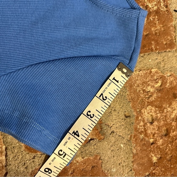 Princess Polly classic crop organic cotton & elastane Blue Ribbed Top tshirt - Picture 8 of 15